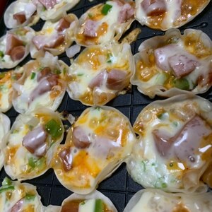 おはなピザパーティおもてなし ♪餃子の皮でアレンジ